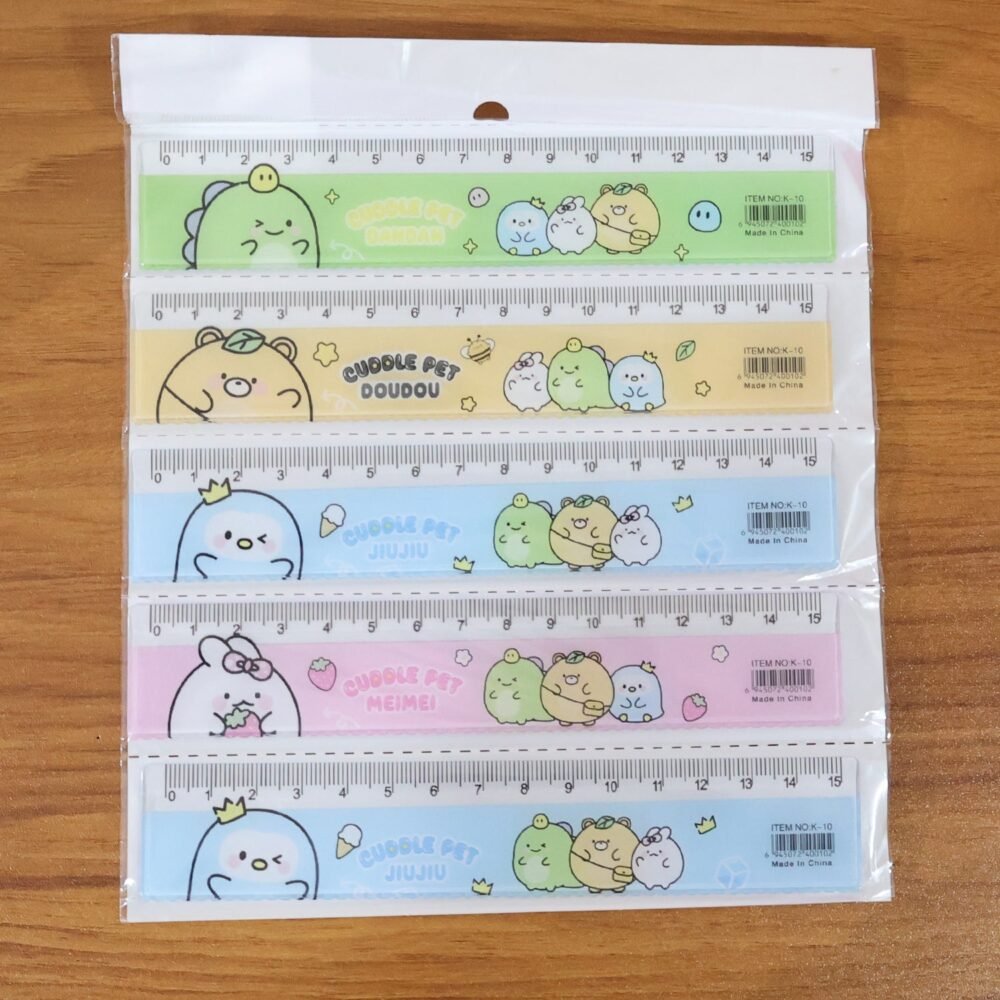 Plastic Ruler Set for Kids – Durable Cartoon Design, 5 Pieces