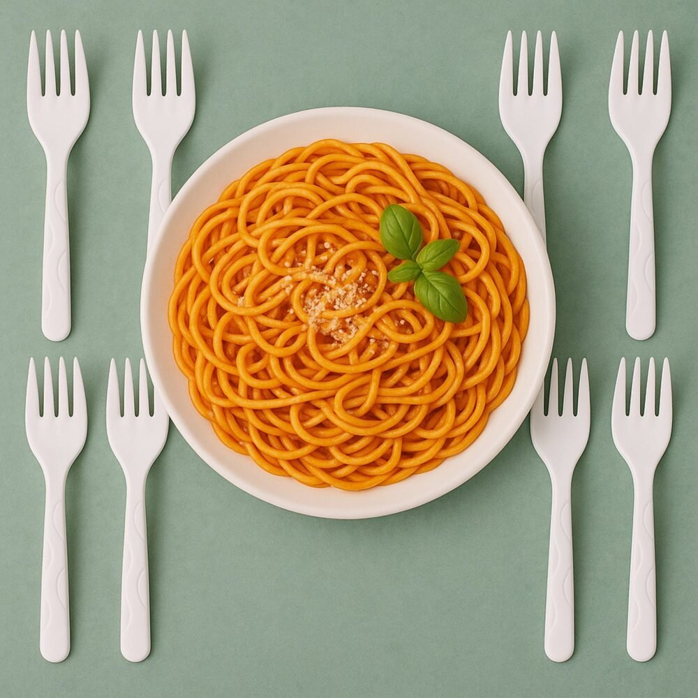 Compostable Bagasse Forks – Strong Eco-Friendly Disposable Cutlery 10-Pack