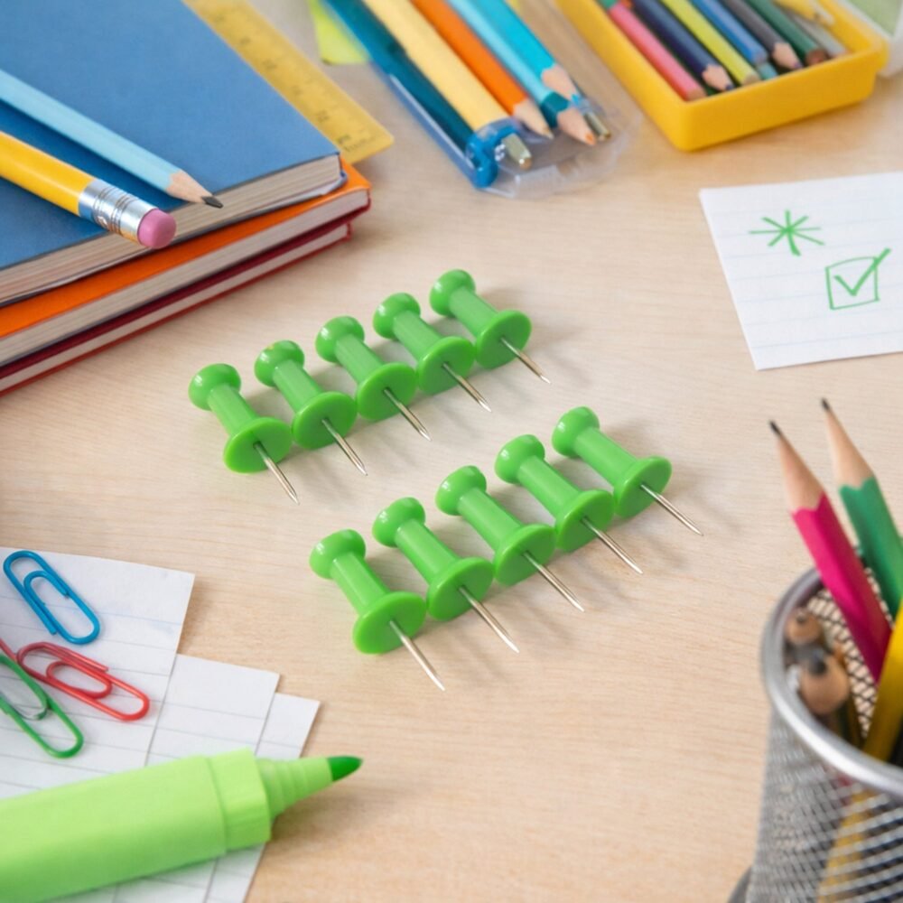 Green Push Pins – Strong Metal & Easy Grip for Notice Boards