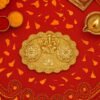 Ganesh Embossed Roli-Chawal Kumkum Chopra – Antique Gold Finish