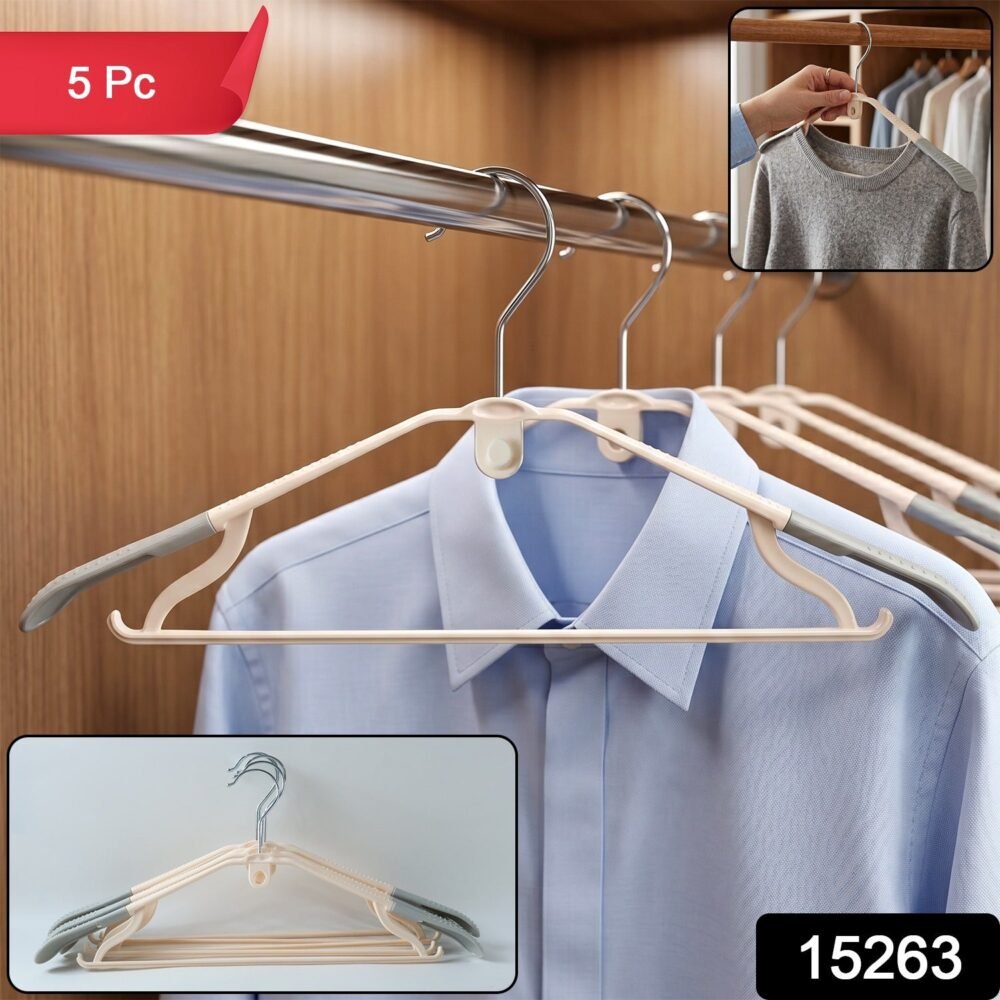 Plastic Clothes Hangers Set – Space-Saving & Non-Slip Design