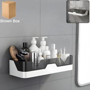Adhesive Plastic Storage Shelf – Wall Mounted Space Saver
