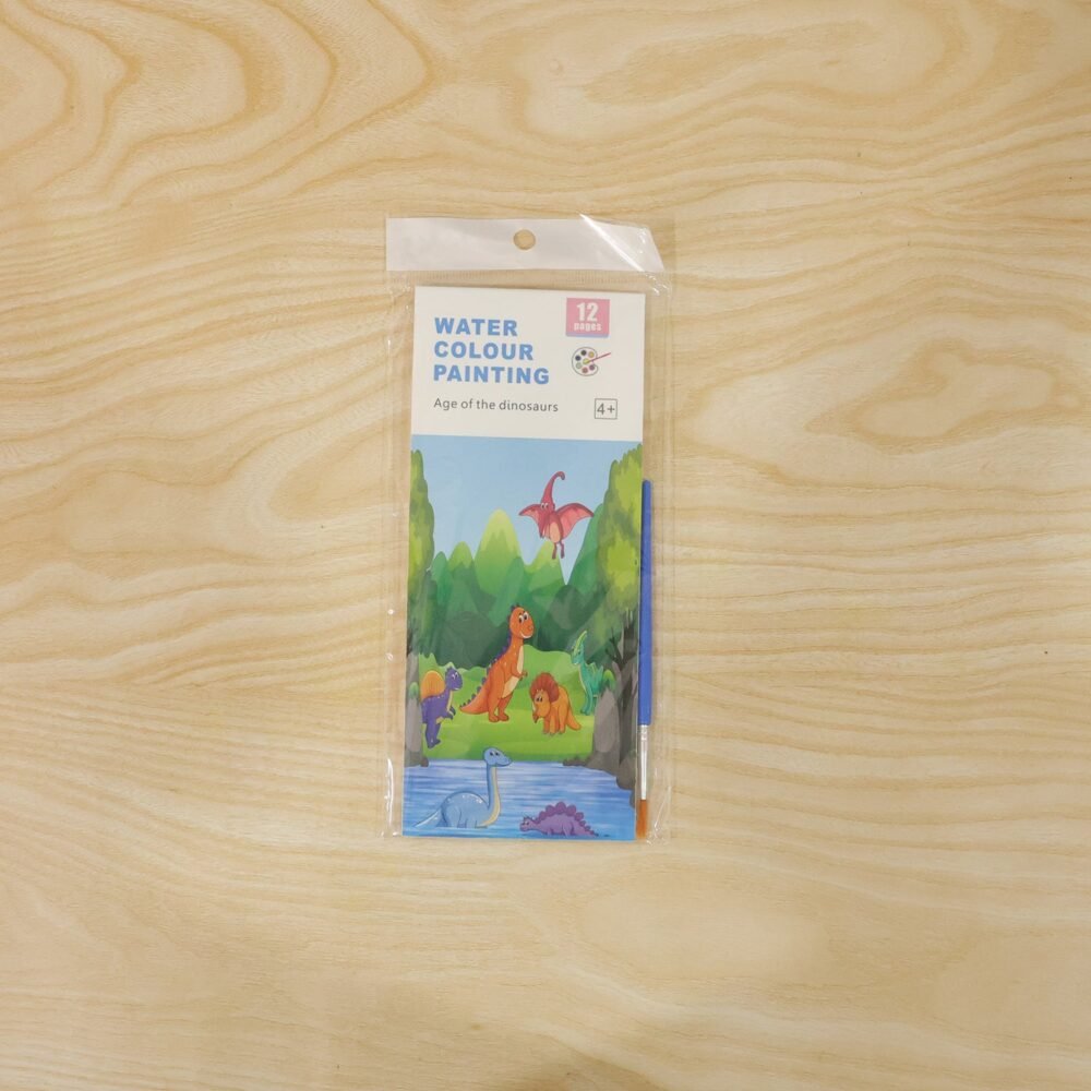Kids Watercolour Painting Book – Dinosaur Theme & Brushes for Creativity