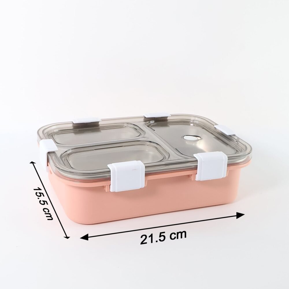3-Compartment Lunch Box – Leak-Proof Stainless Steel Tiffin