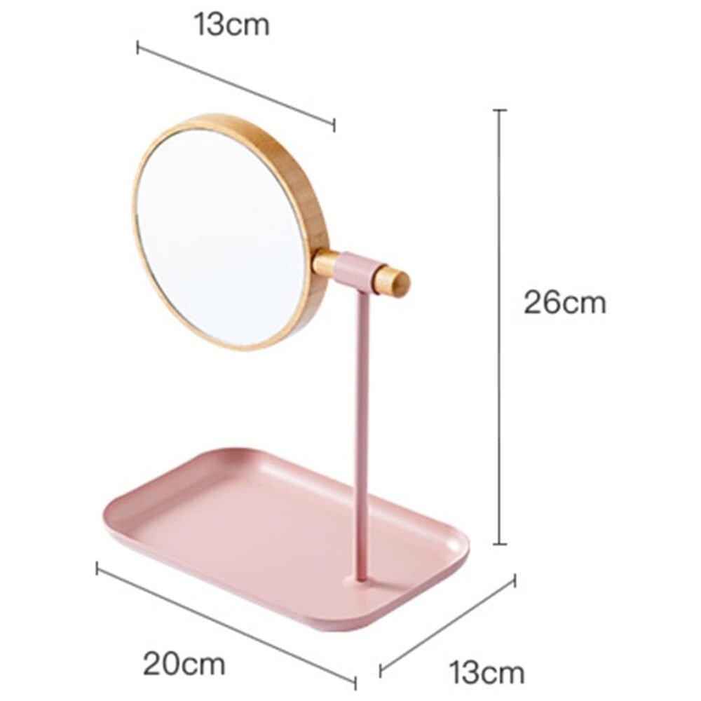 07_Vanity-Mirror.jpg Tabletop Makeup Mirror – Modern Round Frame with Wooden Finish