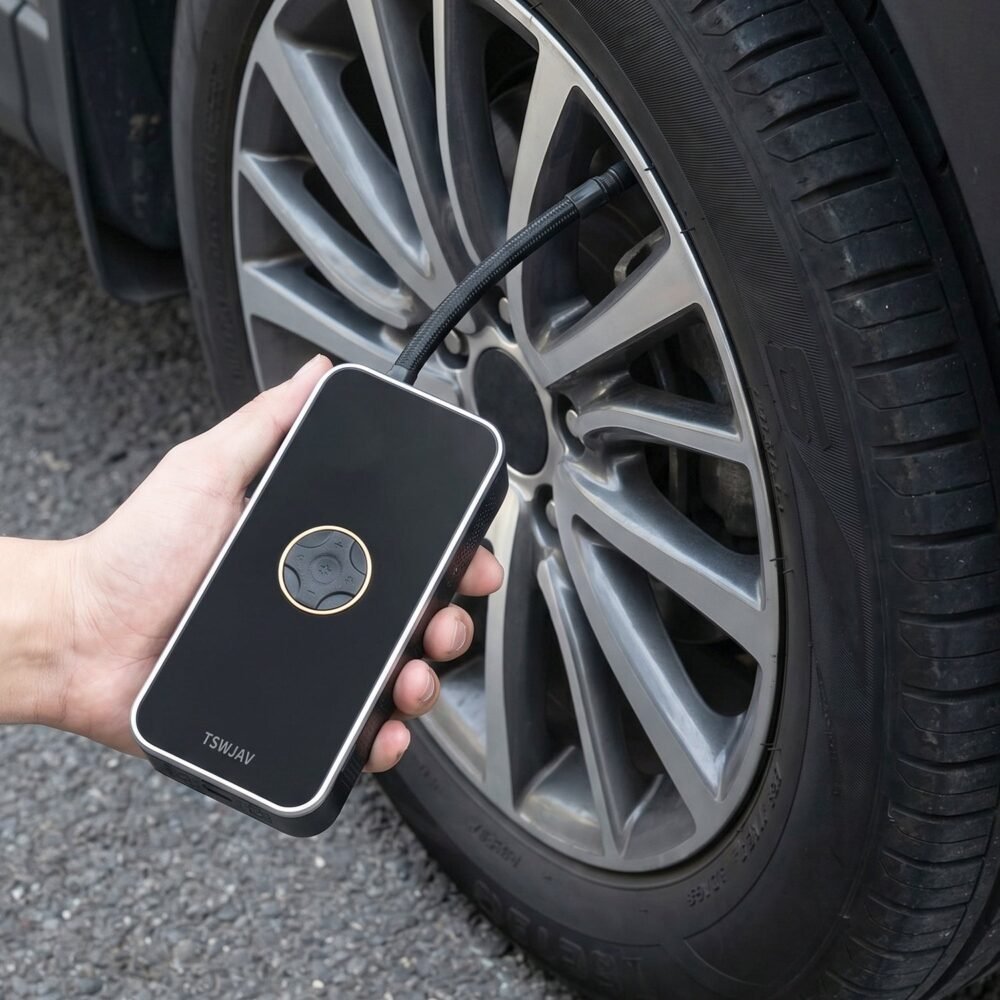 Portable Electric Car Tyre Pump – Wireless & Rechargeable for Easy Inflation