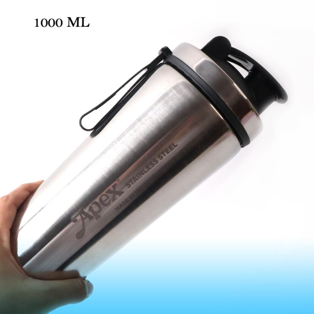 Stainless Steel Gym Shaker Bottle – 1000ml Leak-Resistant Flip Lid