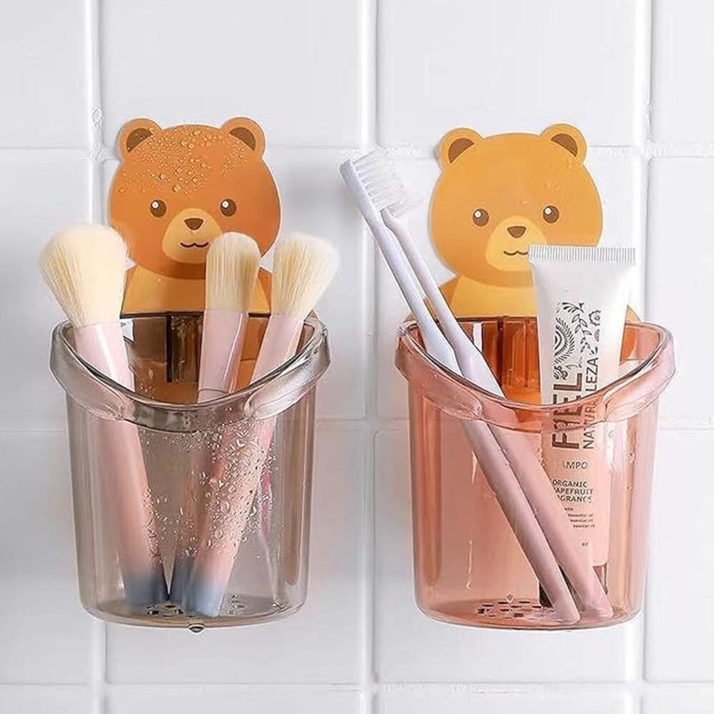 Teddy Bear Toothbrush Holder – Cute Wall-Mounted Kids Organizer