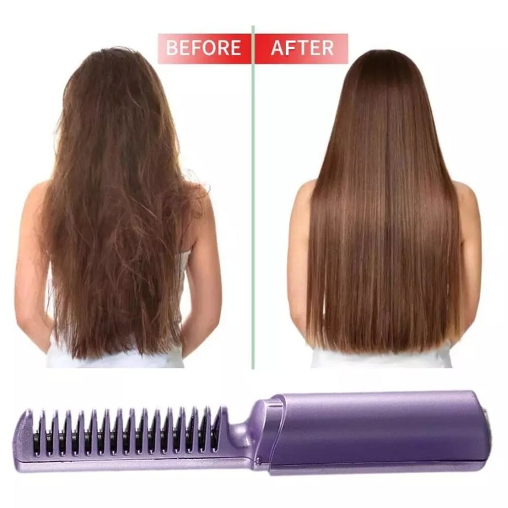 Mini Hair Straightener Brush – Cordless & Rechargeable for Travel