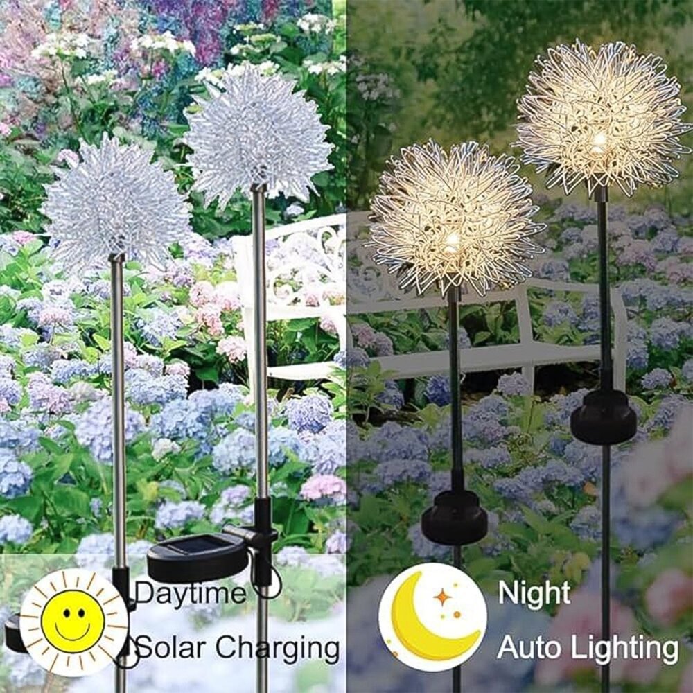 Solar Powered Dandelion Garden Lights – 2 Pc Multicolor LEDs