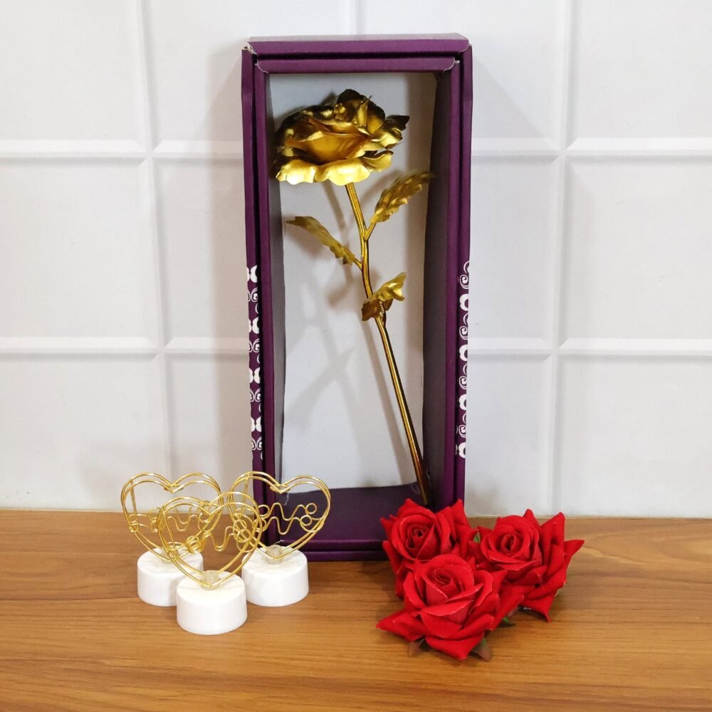 Romantic Heart Love Table Decor – Elegant Rose Gift Set