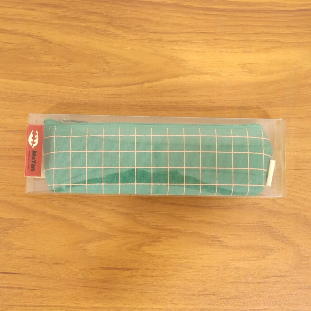 Green Grid Printed Pencil Pouch – Stylish & Compact Organizer