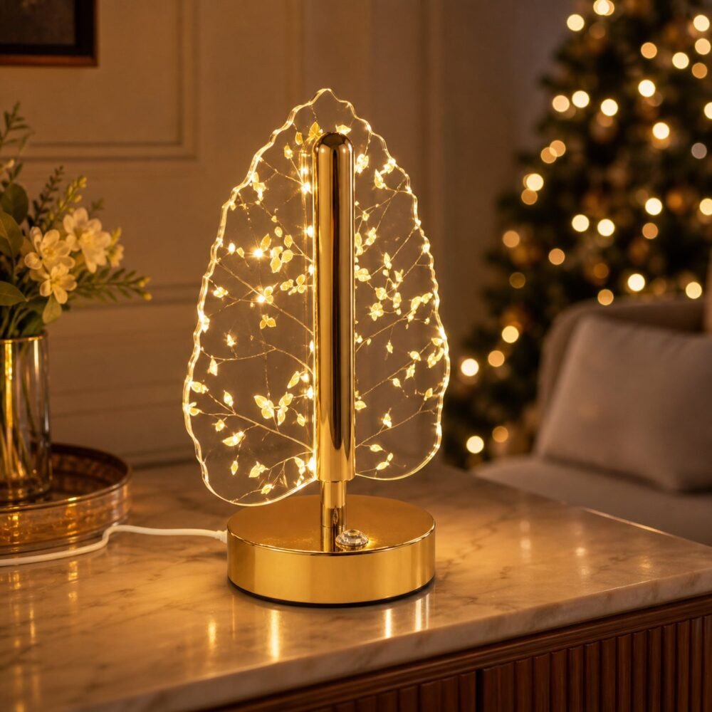 07_festive_marketing.jpg Golden Crystal Leaf LED Table Lamp – USB Charging & Warm Light