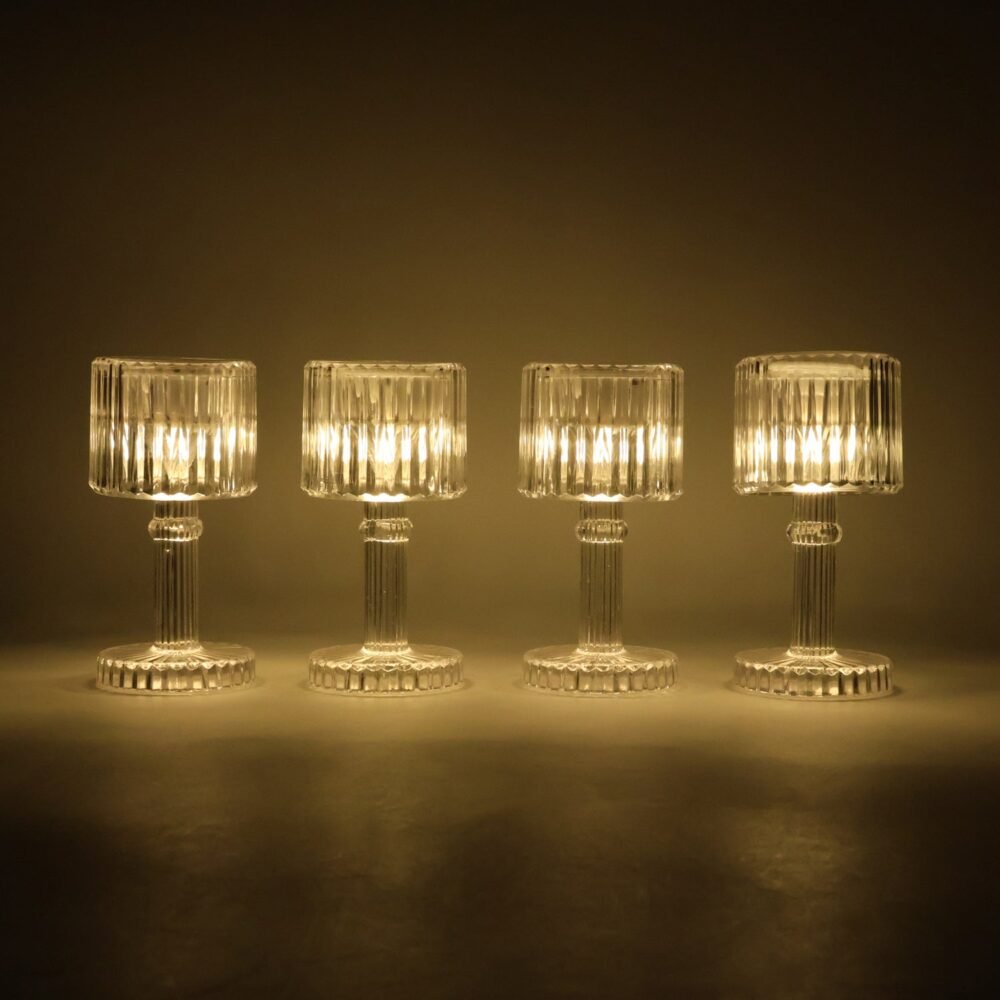 LED Crystal-Effect Table Lamps – Set of 4 Elegant Mini Lights