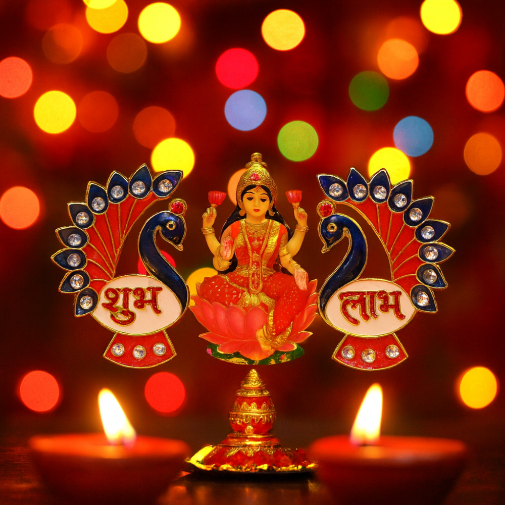 07_subh-labh.png Peacock Wall Hanging Set – Traditional Shubh Labh Decor for Festivals
