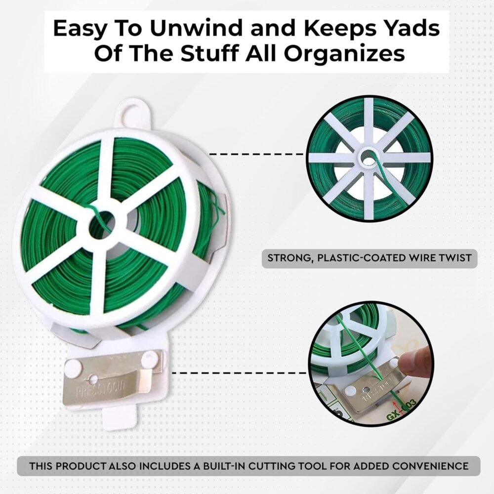 08_Twist-Tie.jpg Reusable Green Twist Tie Roll – Flexible Multipurpose Wire with Cutter