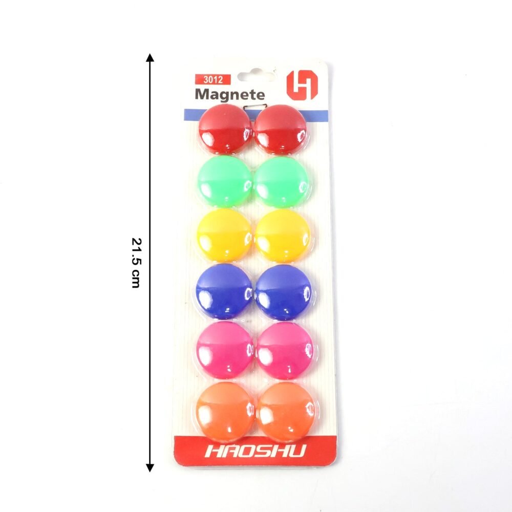 Round Refrigerator Magnets – Strong Colorful 12 Pc Set