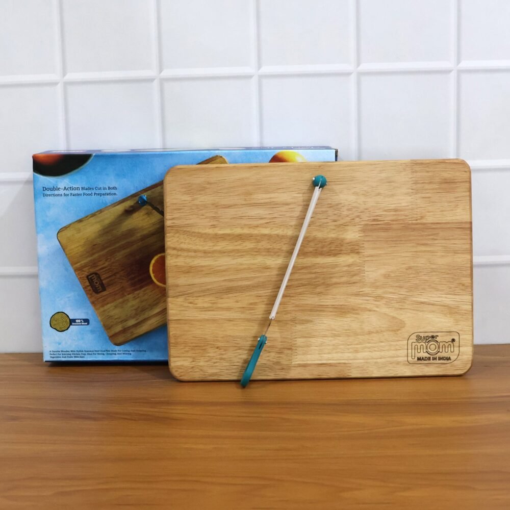 Wooden Cutting Board with Ergonomic Knife – Durable & Compact Set