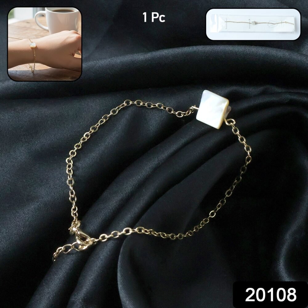 Adjustable Chain Bracelet with Square Stone Charm – Elegant Style