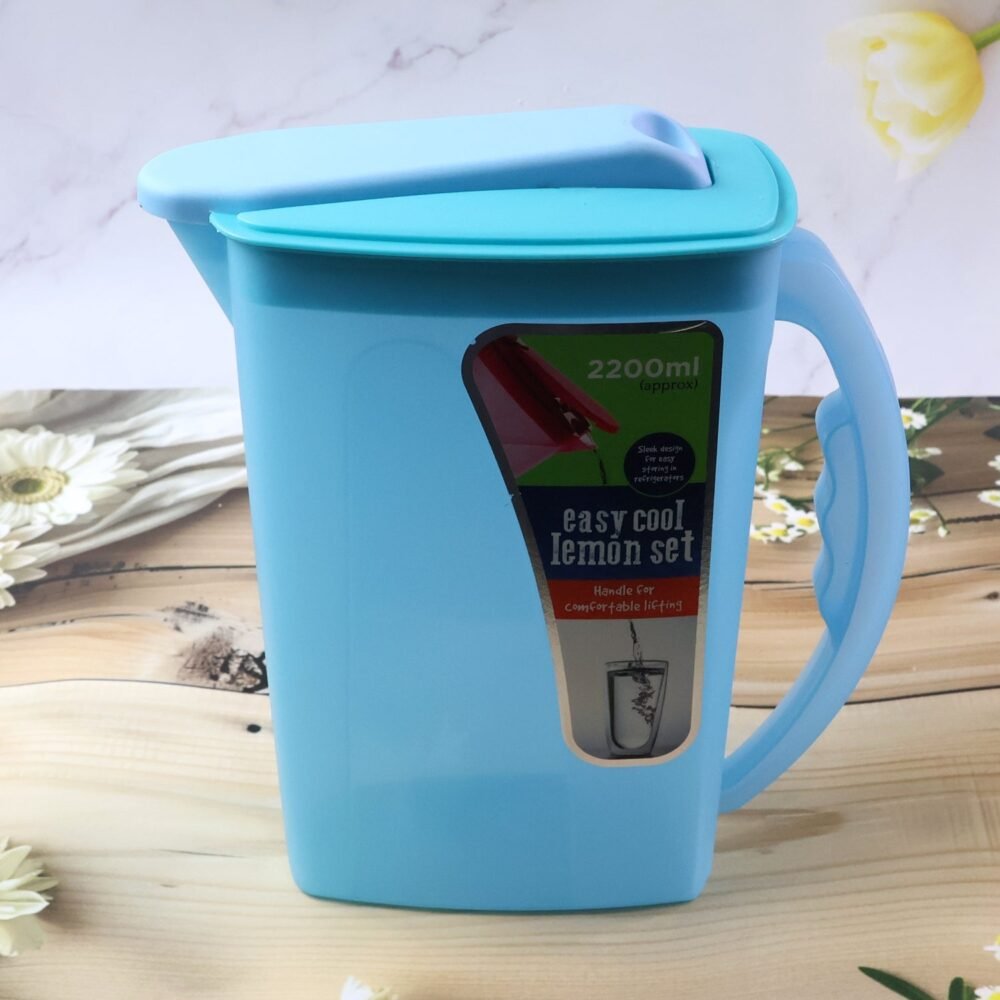 Water Jug with Lid & Handle – Easy Cool Lemon Set 2200ml