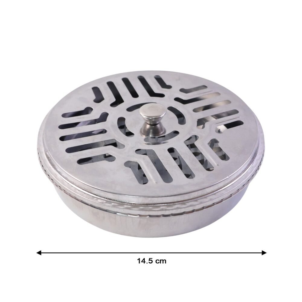 Mosquito Coil Stand – Stainless Steel Safe Burner with Vent Lid