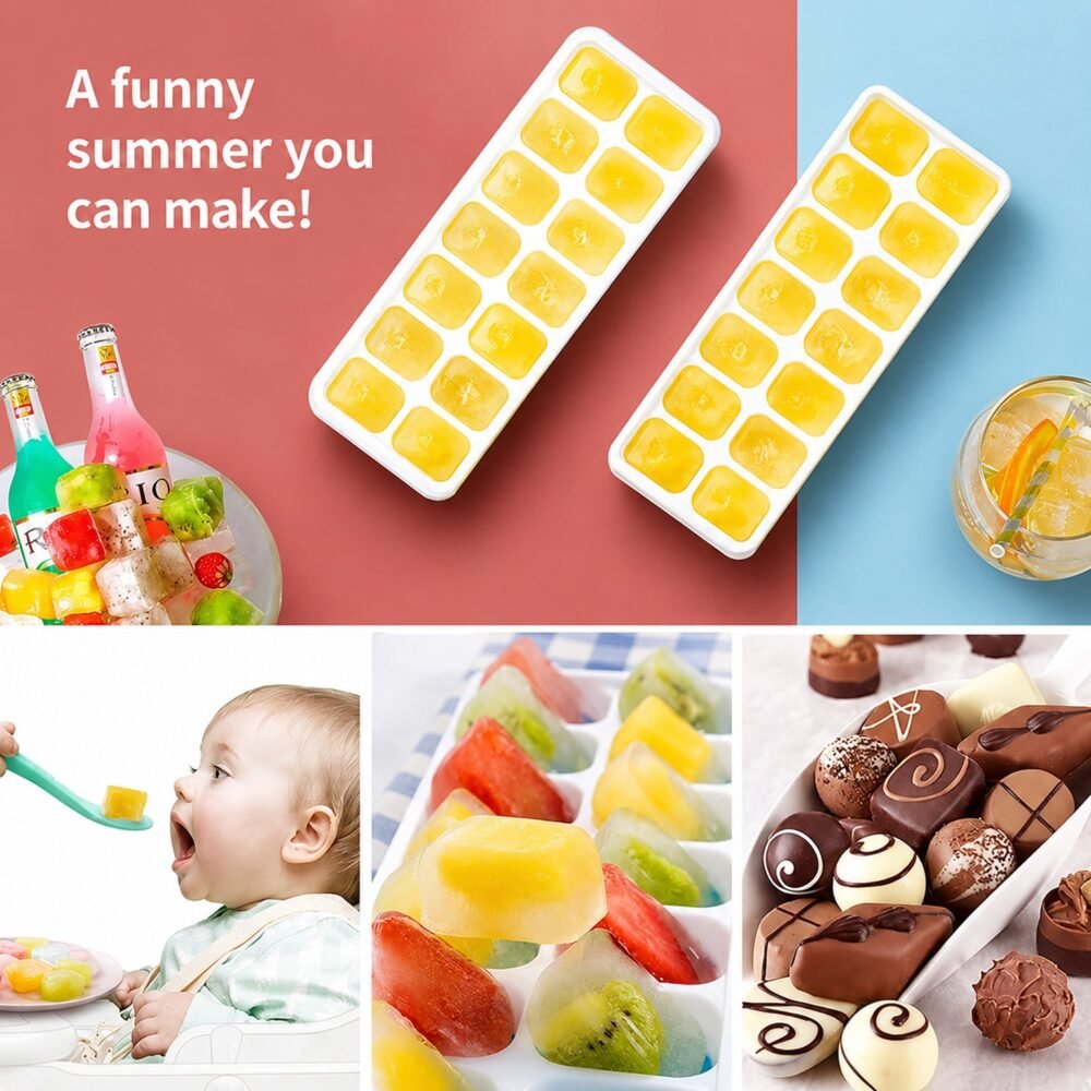 Ice Cube Tray with Spill-Proof Lid – Effortless Ice Making and Space Saving