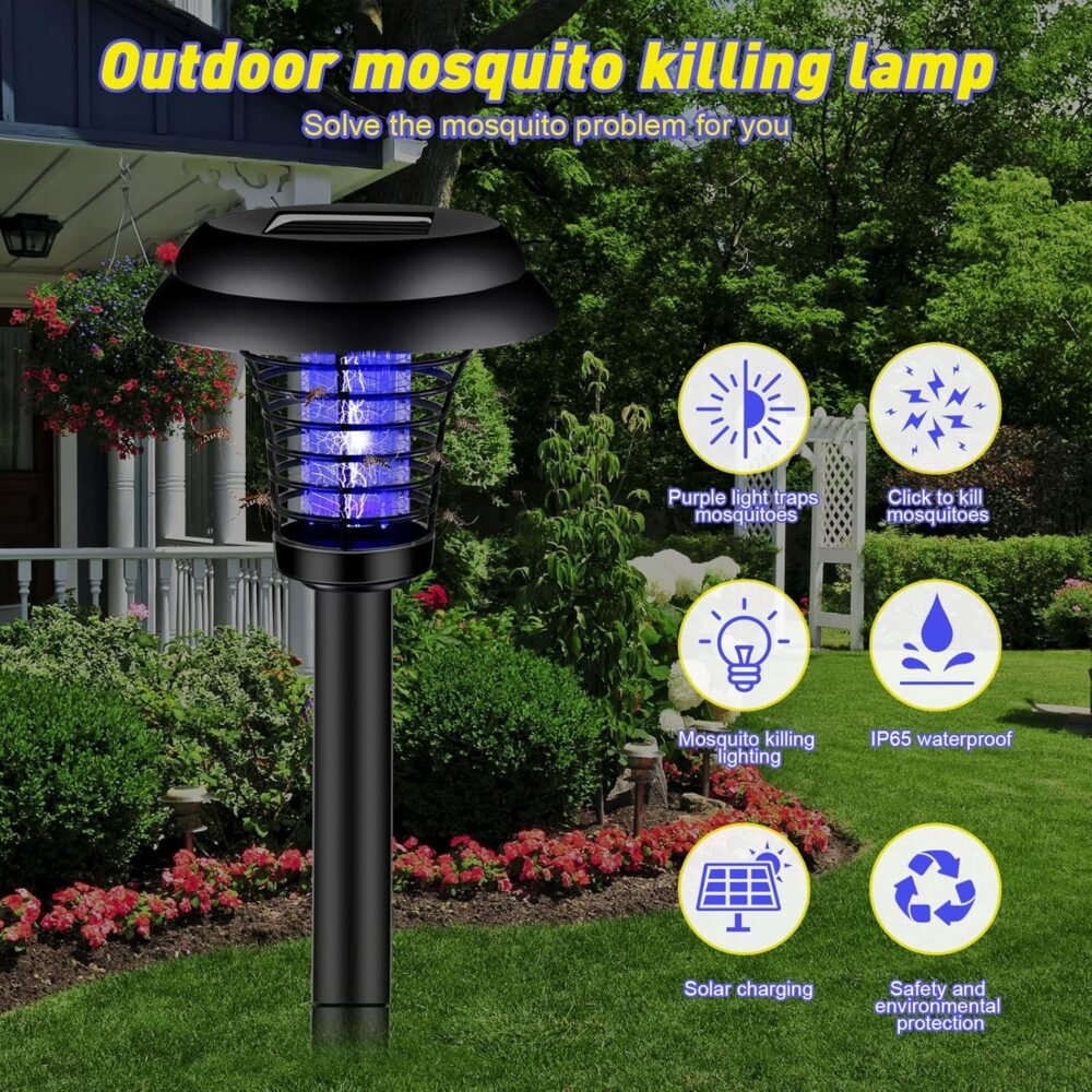 Solar Mosquito Trap Light – UV LED Solar Powered Bug Zapper