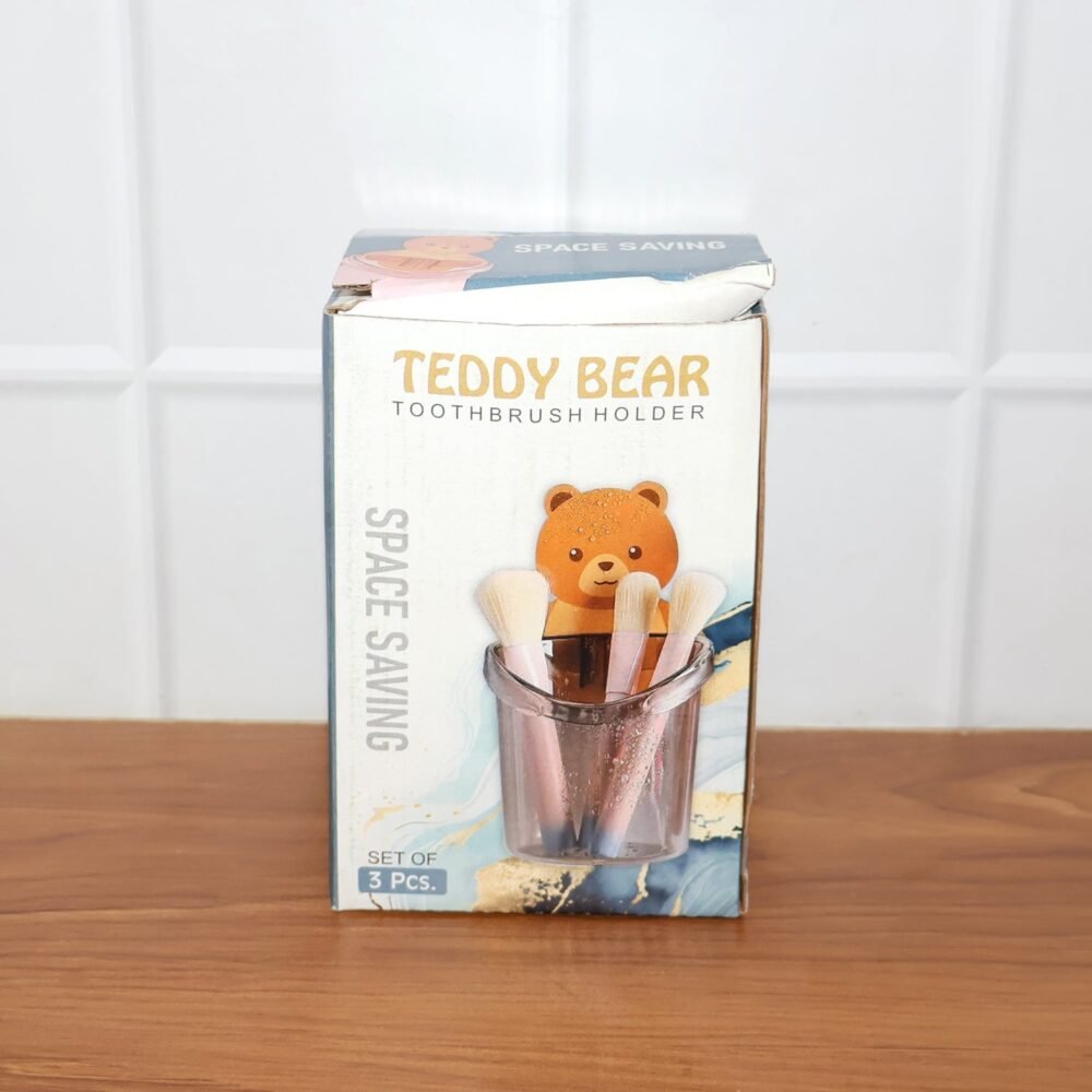 Teddy Bear Toothbrush Holder – Cute Wall-Mounted Kids Organizer