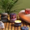 Mandala Printed Metal Candle Container – Reusable 4 Piece Set