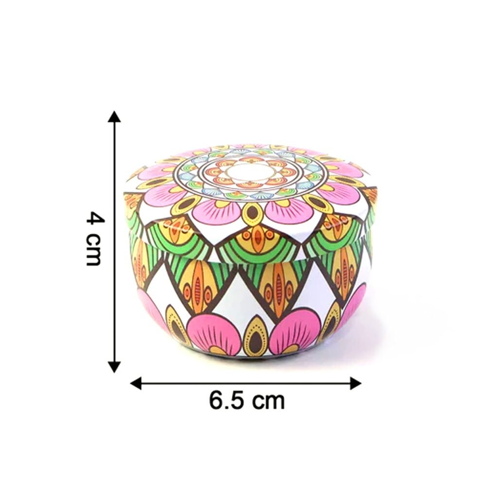 Mandala Printed Metal Candle Container – Reusable 4 Piece Set