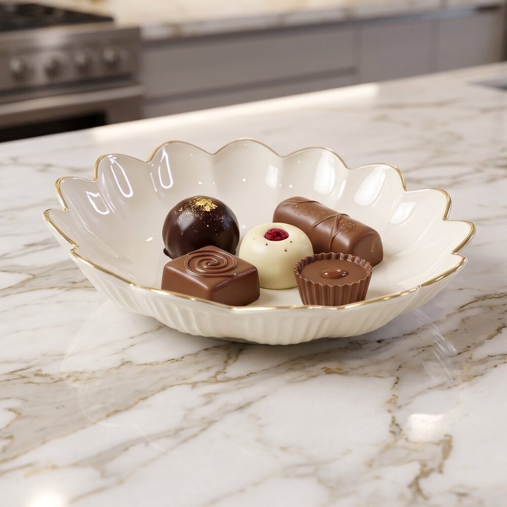 Lotus Flower Decorative Serving Tray – Elegant Snack & Dry Fruit Platter