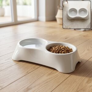 Pet Double Bowl Feeder – Anti-Slip Design for Easy Feeding