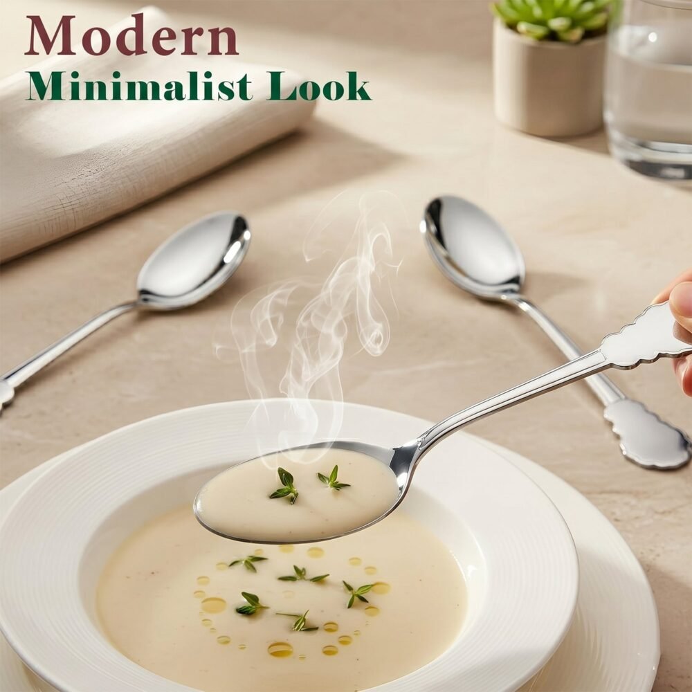 Stainless Steel Dinner Spoon – Elegant Carved Handle for Daily Use