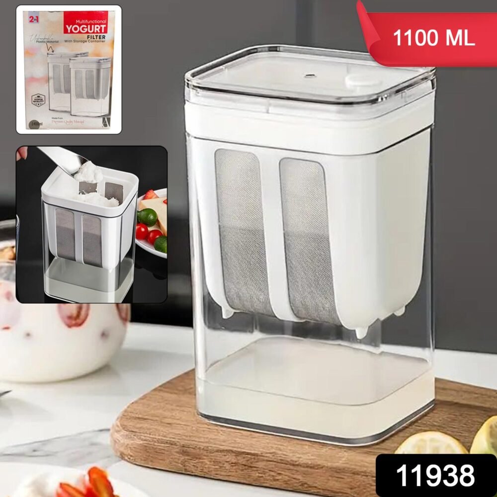 Yogurt Strainer with Storage Container – 1100ml Plastic & Steel