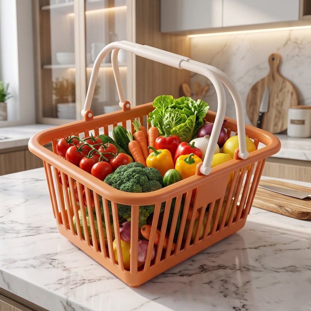 11380-08-live_9eb043ec-e86c-44e2-9287-fd6898849d0c.jpg Plastic Storage Basket with Foldable Handles – Compact & Durable Organiser