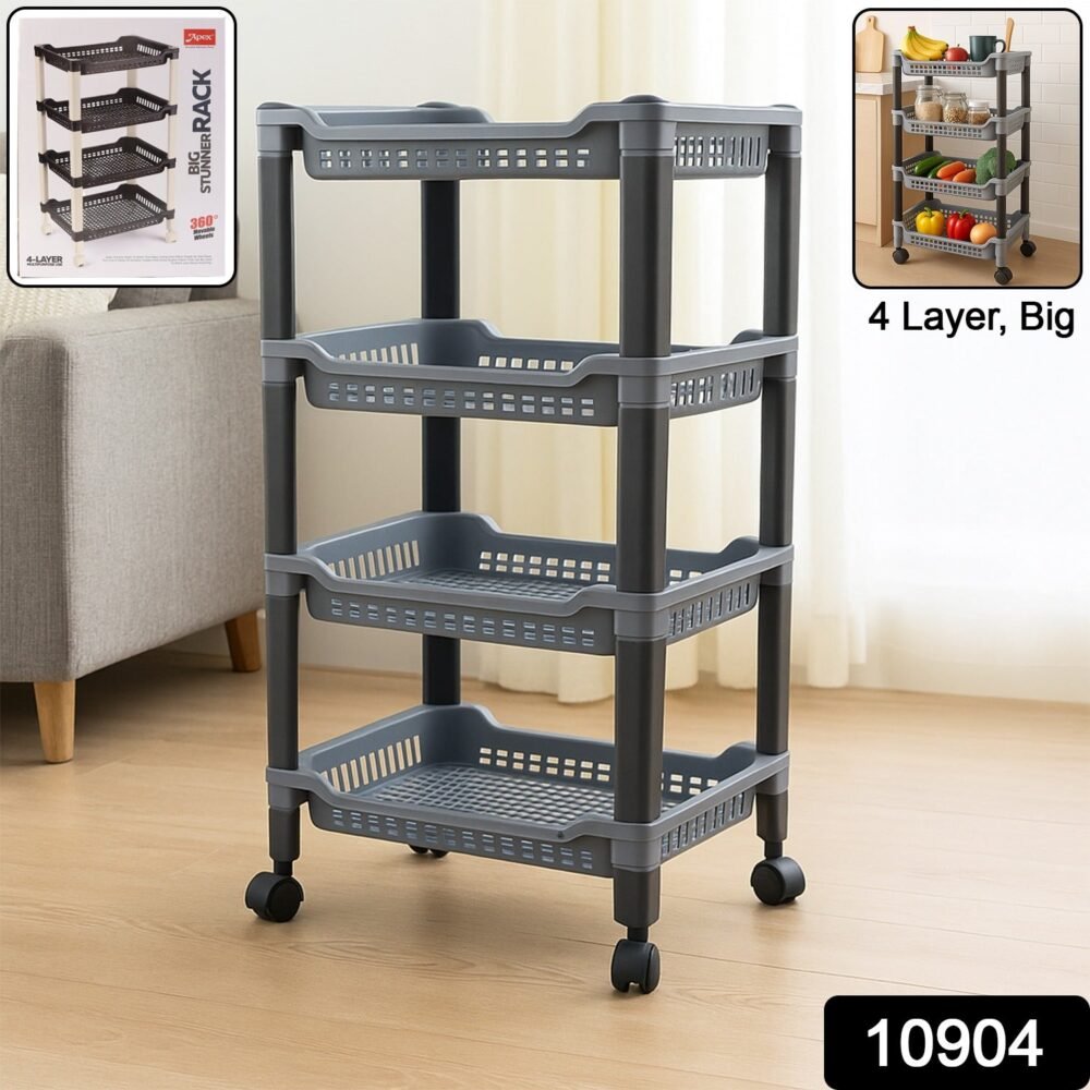 Plastic Storage Rack – 4-Layer Ventilated Multipurpose Organizer