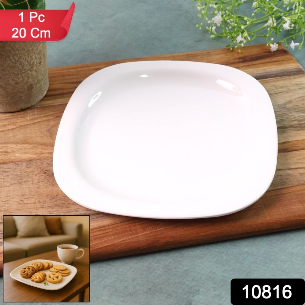 Square Plastic Dinner Plate – 20 cm Durable & Easy Clean
