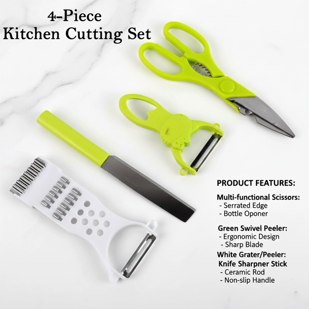 Kitchen Cutting Set – 4-Piece Stainless Steel Multi-Tool Kit