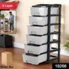 Plastic Drawer Organizer – 6-Layer Stone Texture Storage Cabinet