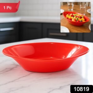 Plastic Marin Serving Bowl – Deep Oval Red Glossy Finish