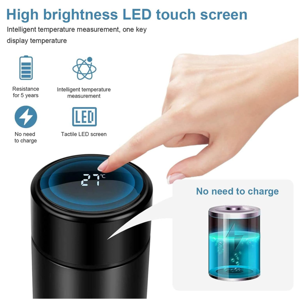 Smart Vacuum Insulated Water Bottle – LED Temperature Display 500ml