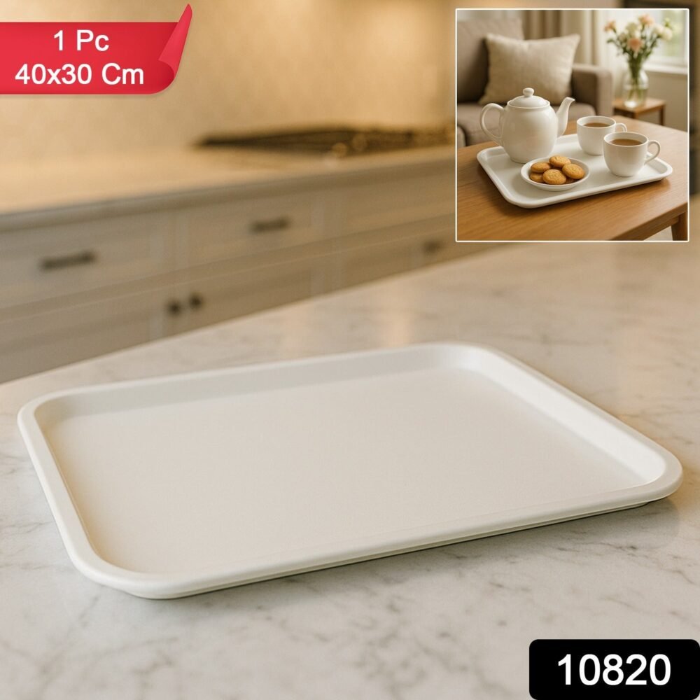 14Whitesquareplate.jpg Plastic Serving Tray – Durable 40x30 cm Rectangular Tray