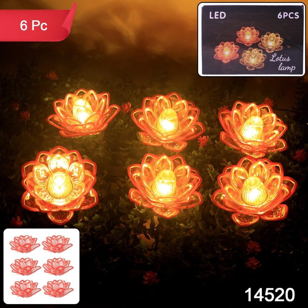 15414520-96Pc-DD_14520-Av-Sv.jpg Lotus Shaped LED Flameless Candles – Set of 6 Decorative Lights