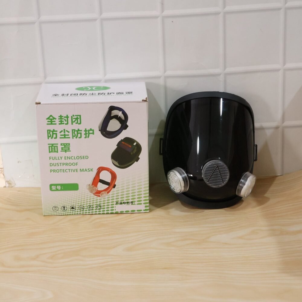 Full Face Safety Respirator Mask – Dual Filters & Clear Visor for Protection
