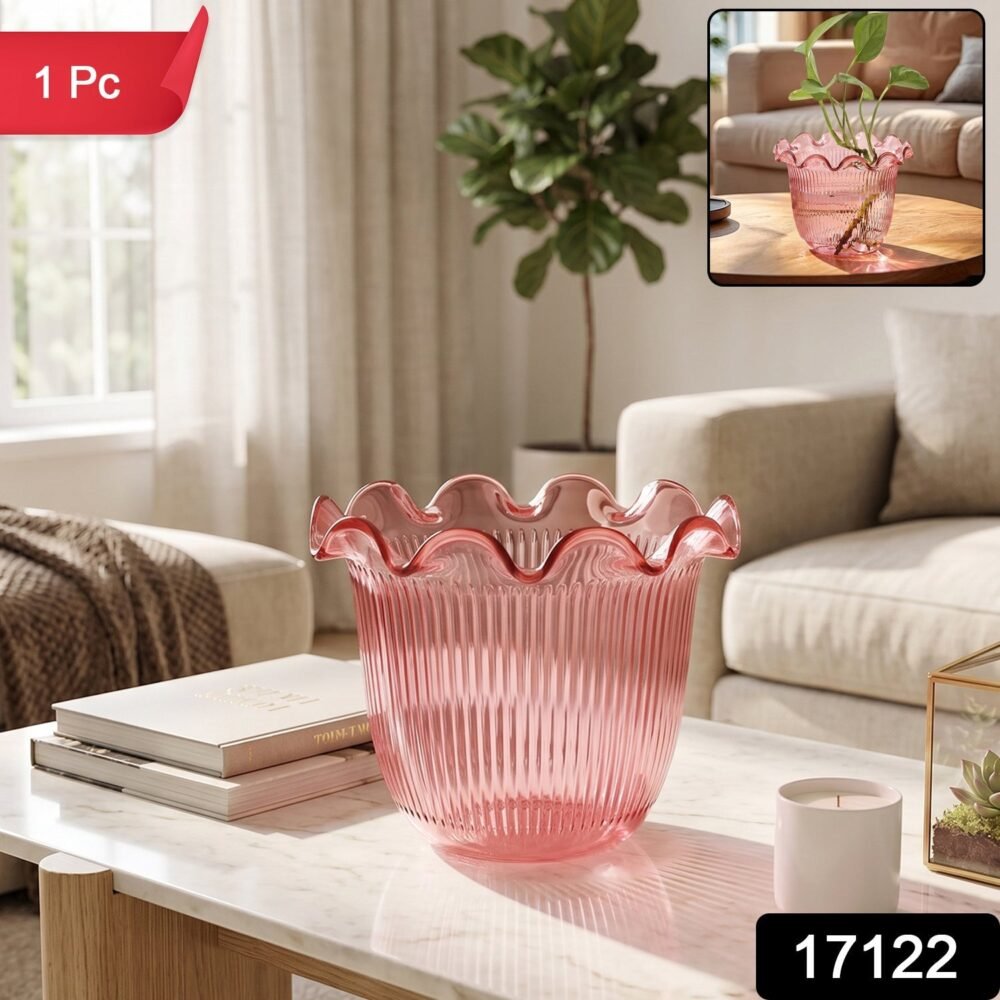 17122-02-sku_8aab50b0-0a74-4c49-8ea9-df2c6198f1f5.jpg Decorative Ruffled Flower Pot Planter Vase – Versatile Home Decor