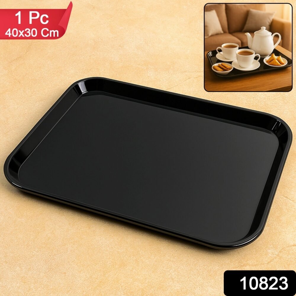 17Blacksquareplate.jpg Plastic Serving Tray – 40x30 cm Durable & Break-Resistant Black
