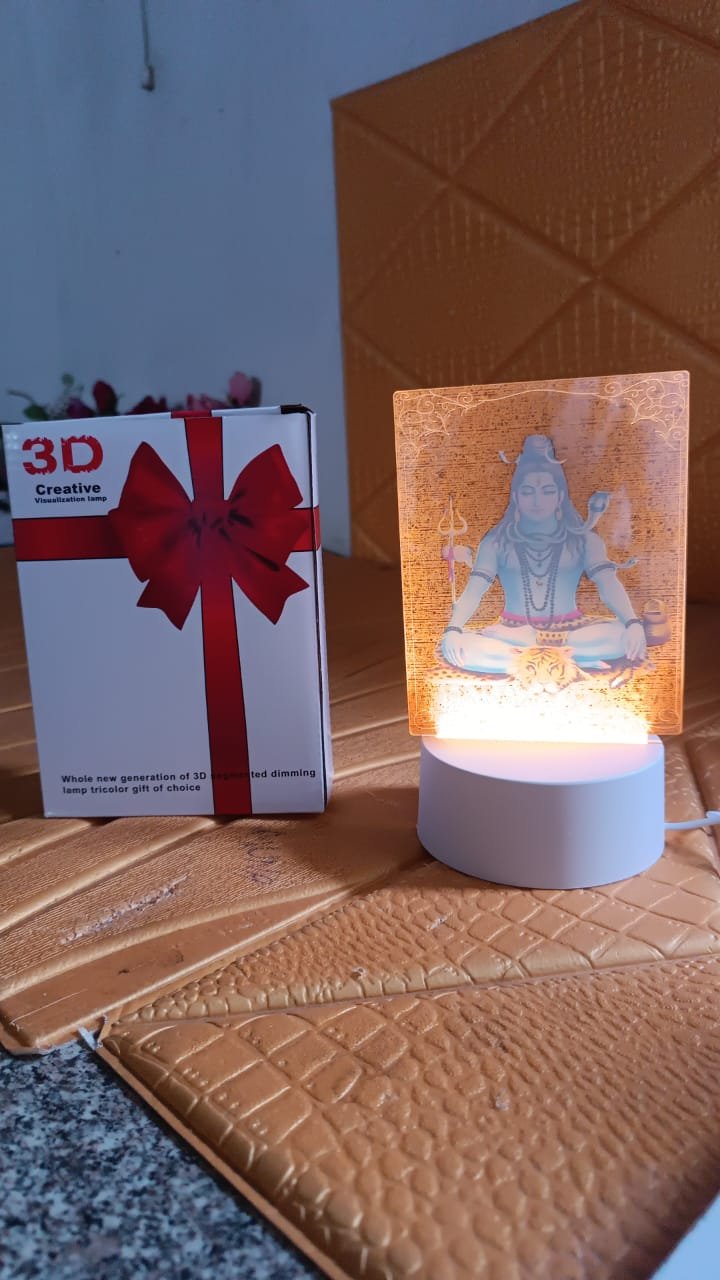 Lord Shiva 3D LED Frame – Soft Warm White Light Decor