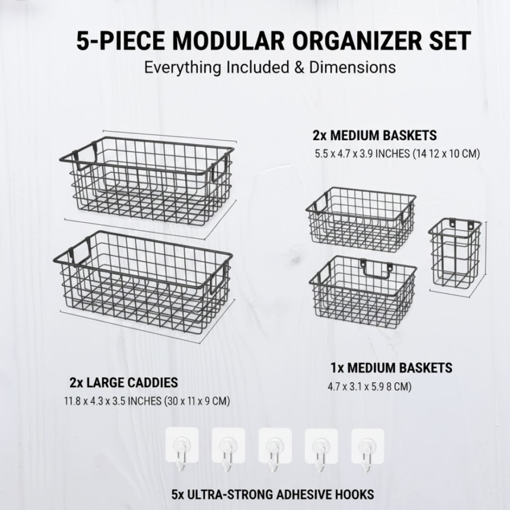19283.png Metal Shower Caddy – Durable 5-Pc Bathroom Organizer Combo