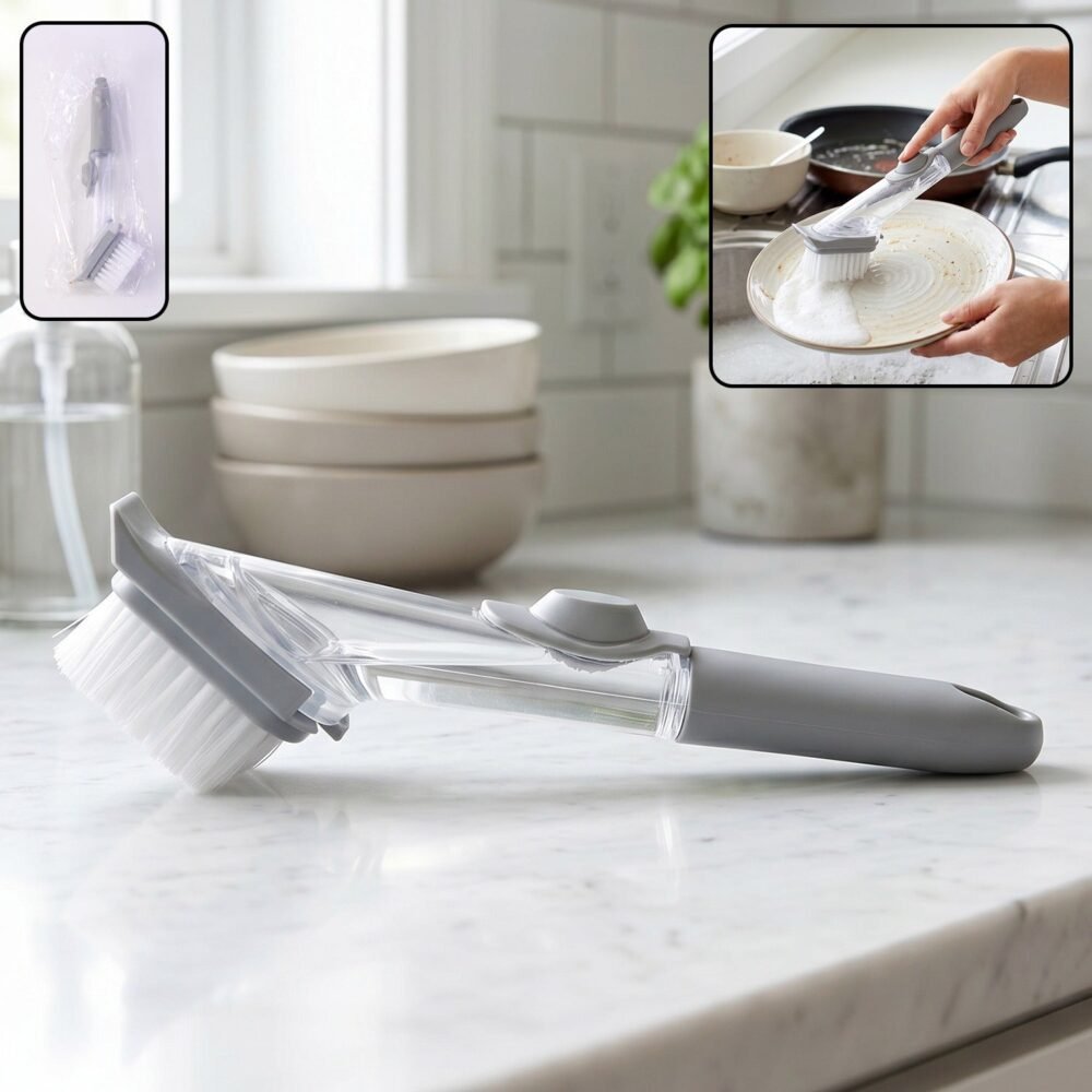 19536-01-no-sku_f15eee23-6c18-471b-8d31-588285b60221.jpg Refillable Soap Dispensing Dish Scrub Brush – Effortless & Hygienic Cleaning