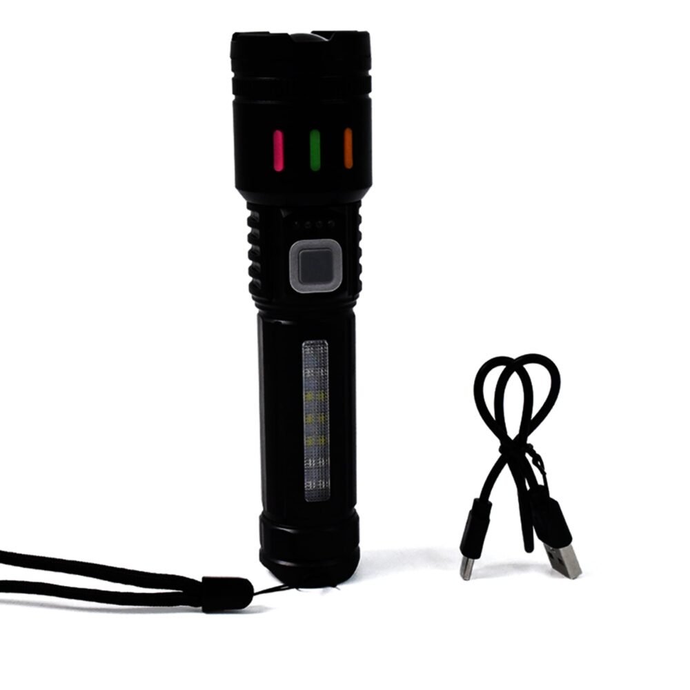 LED Flashlight USB Rechargeable – Zoom & 5 Lighting Modes